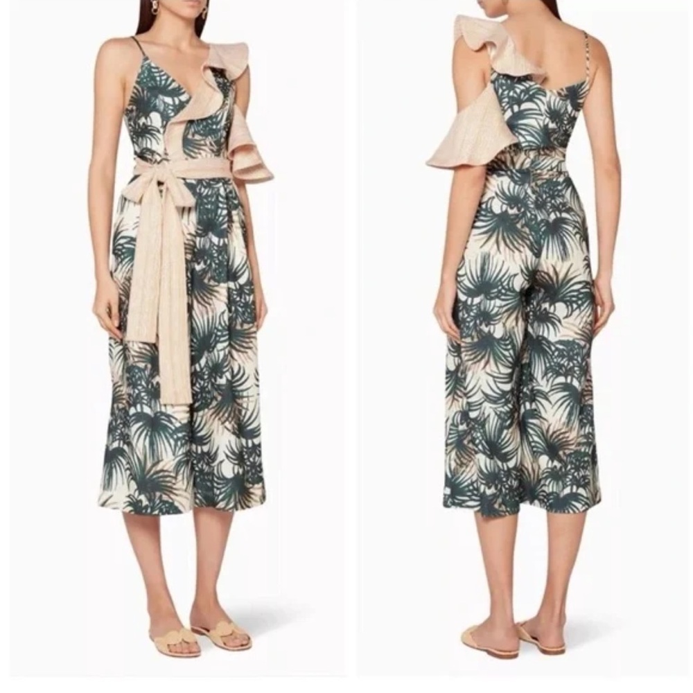 NWT PatBo Palm Print Ruffle Jumpsuit - size 2 - Multicolor
